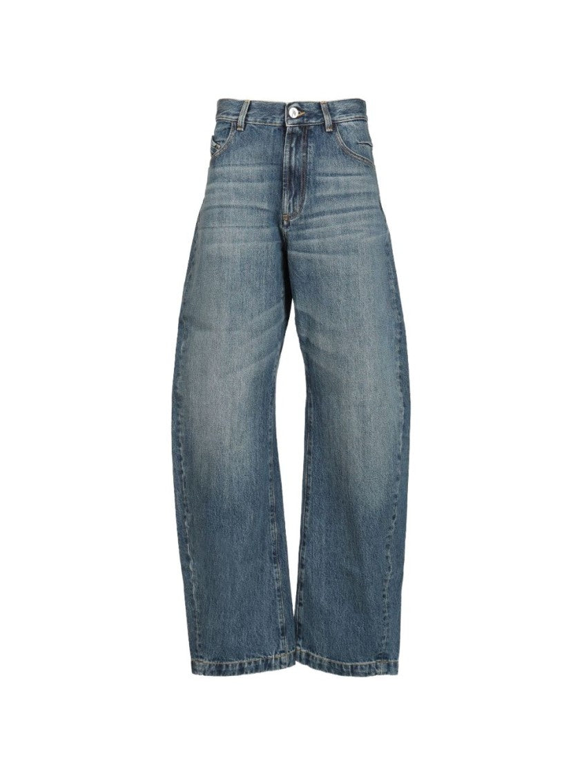 The Attico Blue High-Waisted Cropped Wide Leg Jeans