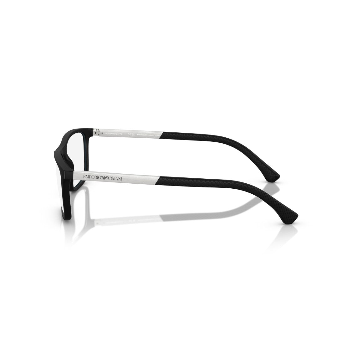 Emporio Armani 0Ea3069 Rectangular Matte Black Eyeglasses With Textured Temple Tips