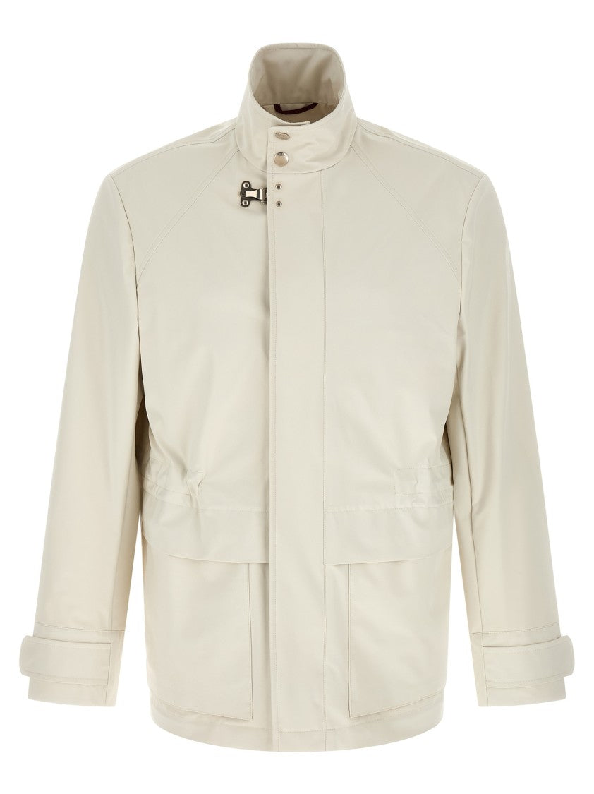Brunello Cucinelli Waterproof Windbreaker Jacket With Flap Closure And Adjustable Details