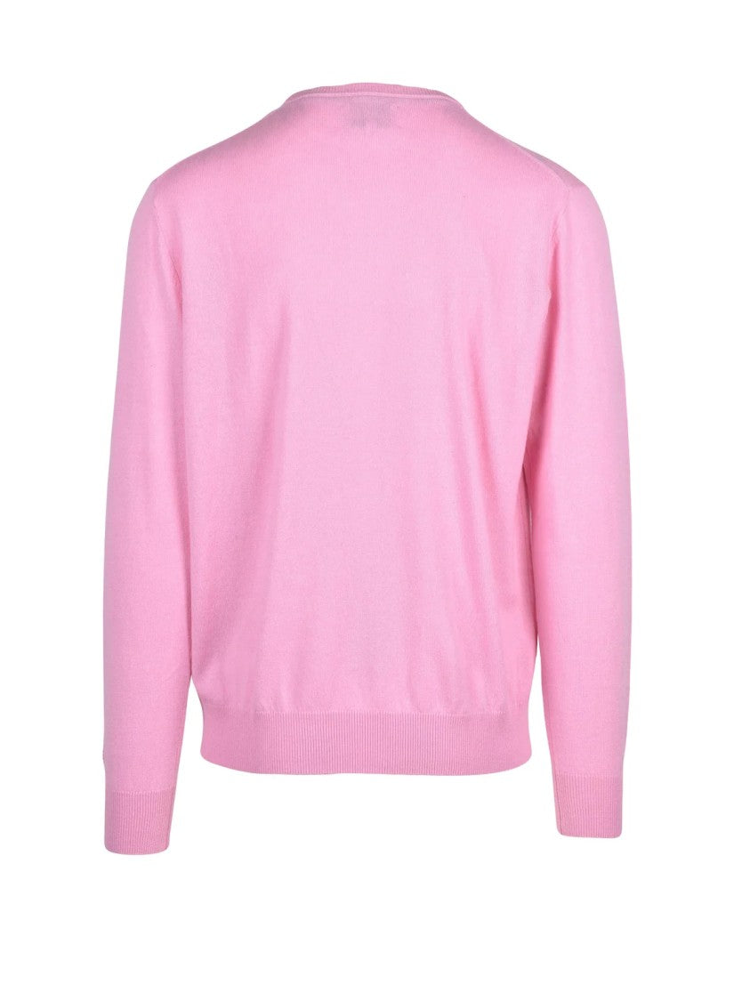 Mc2 Saint Barth Pink Extrafine Merino Wool-Cashmere Crewneck Sweater