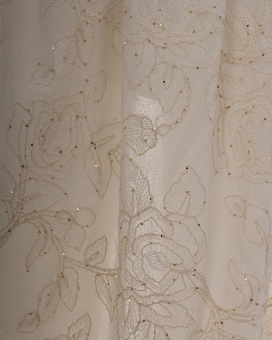 Liu Jo Midi Skirt With Tone-On-Tone Floral Embroidery And Side Pockets
