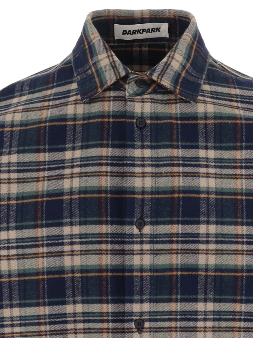 Darkpark Check Pattern Cotton Shirt With Classic Collar And Two Side Pockets