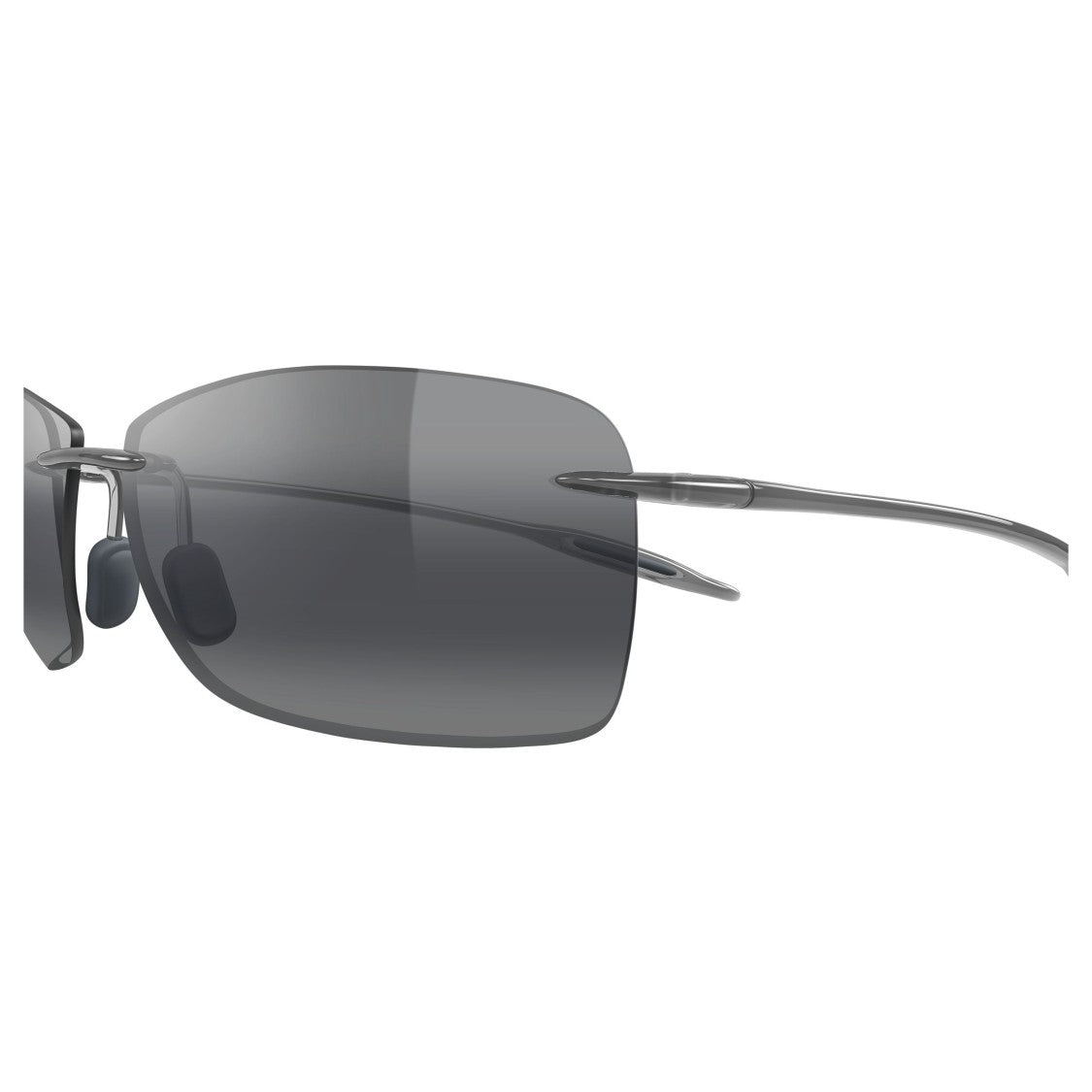 Maui Jim Lighthouse Rimless Sunglasses With Rectangular Dark-Tinted Lenses