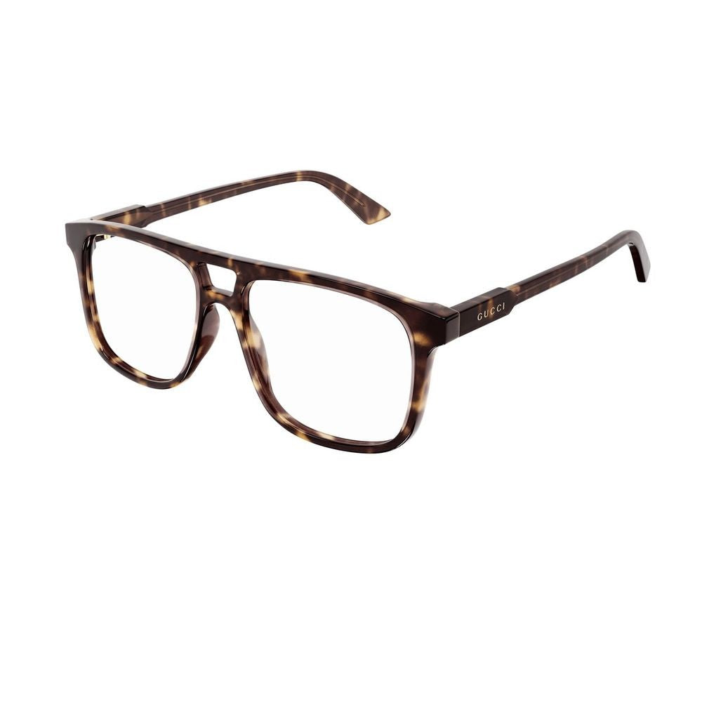 Gucci Gg1035o Institutional Logo Line Square Havana Acetate Optical Glasses
