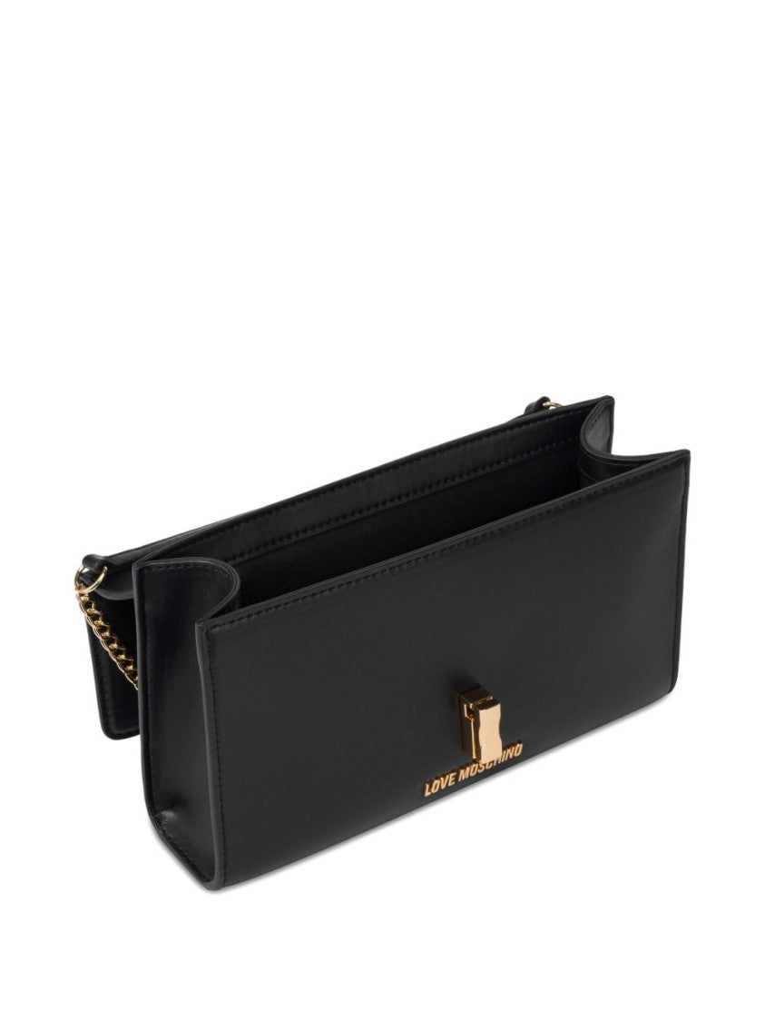 Love Moschino Rectangular Shoulder Bag With Gold-Tone Heart Clasp