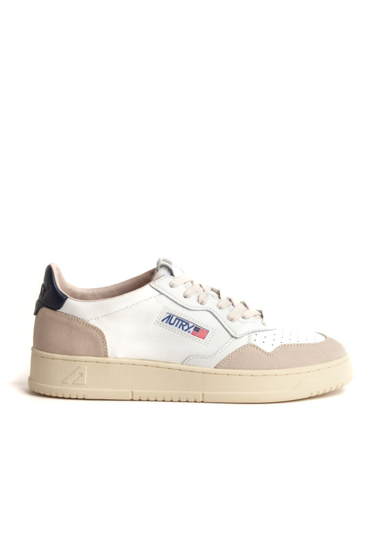 Autry Bimaterial Medalist Sneakers With Blue Heel Tab