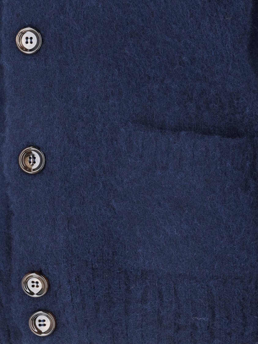 Aspesi Blue V-Neck Wool Cardigan