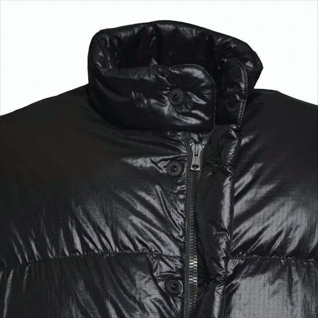 Our Legacy Oversized Black Puffer Jacket With High Collar And Button Closure