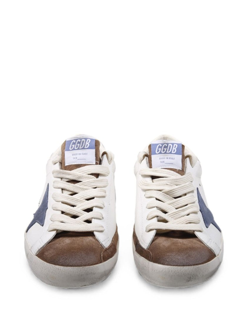 Golden Goose Brown Suede Blue Star Silk-Nylon Low-Top Sneakers