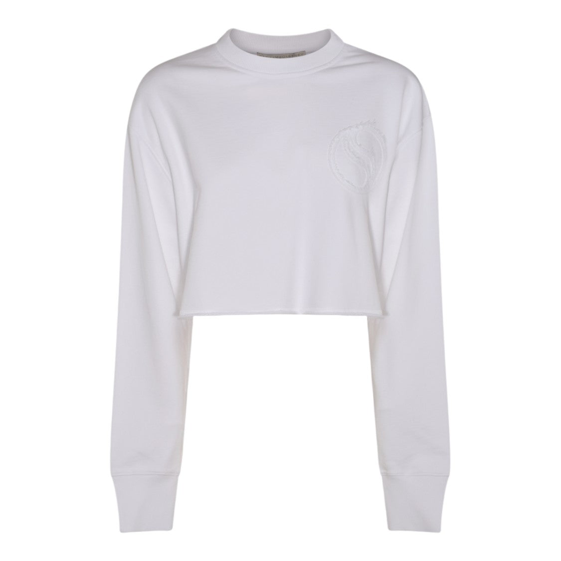 Stella Mccartney Cropped White Sweater With Relaxed Fit And Embossed Logo