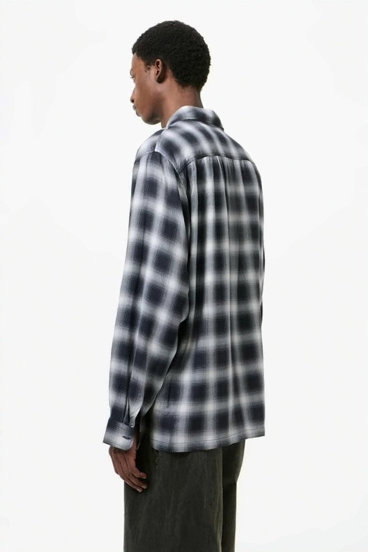 Our Legacy Blurred Checkered Long-Sleeve Shirt With Classic Collar