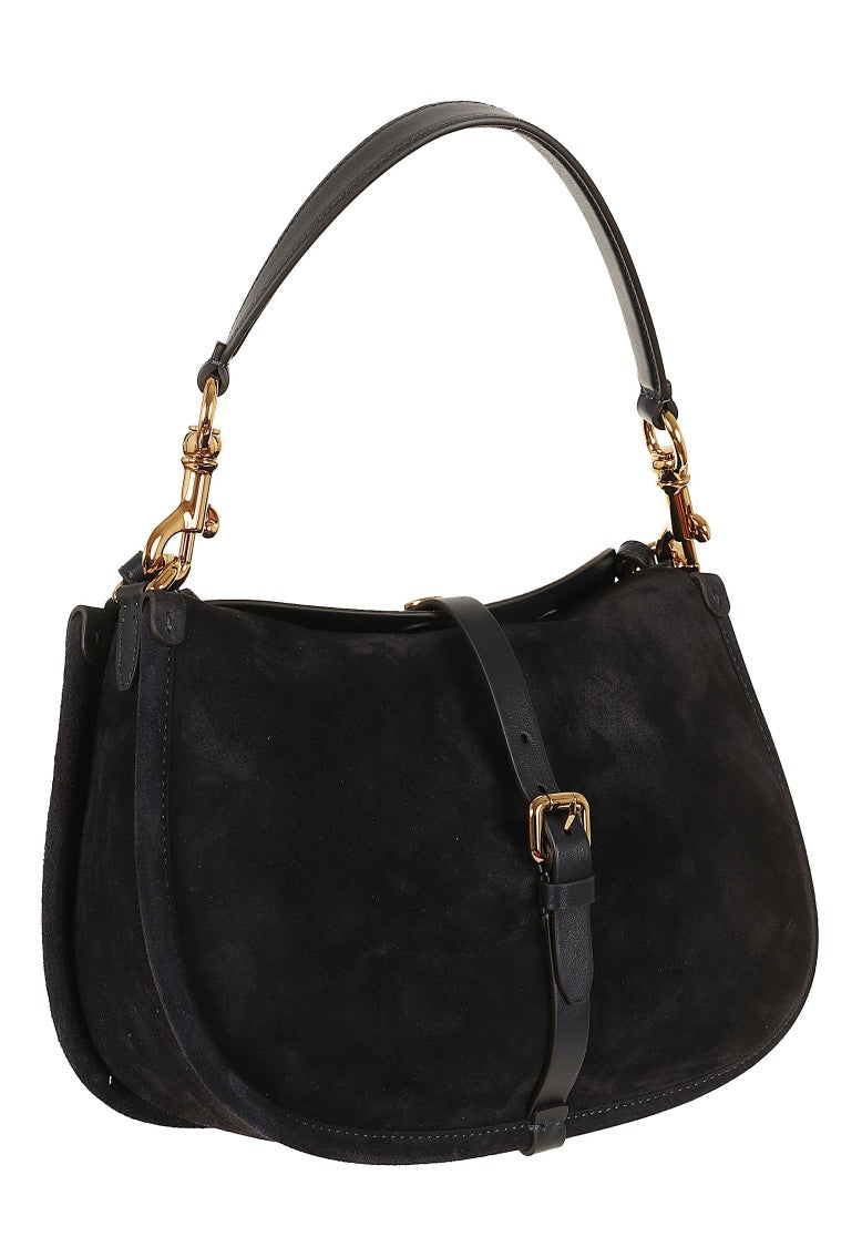 Etro Black Pony Half-Moon Suede Shoulder Bag