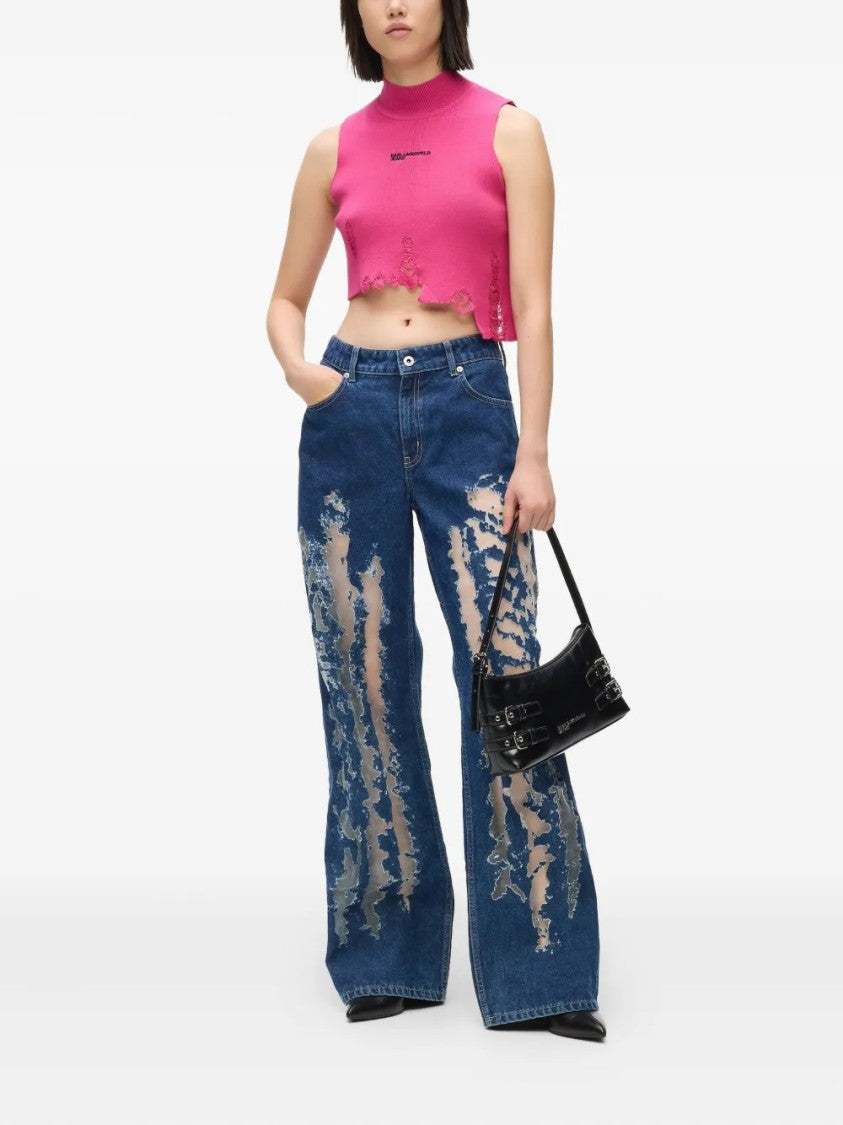 Karl Lagerfeld High-Waisted Wide-Leg Jeans