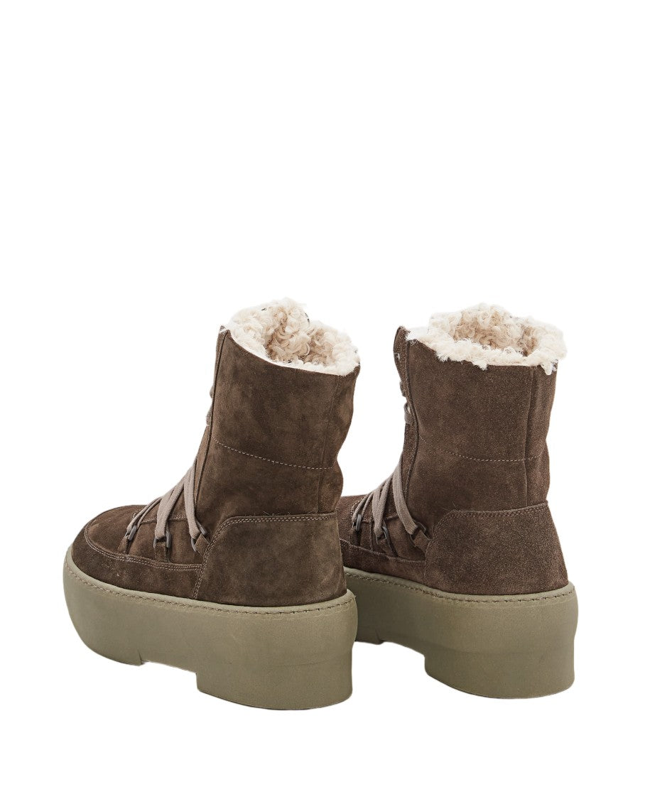 Gia Borghini High-Top Suede Boots With Shearling Lining
