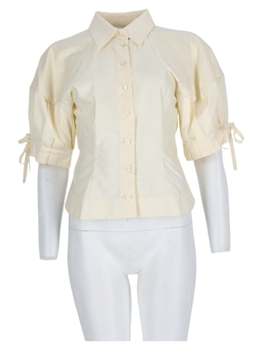 Vivienne Westwood Beige Puffed Sleeves Tied Cuffs Cotton Blouse