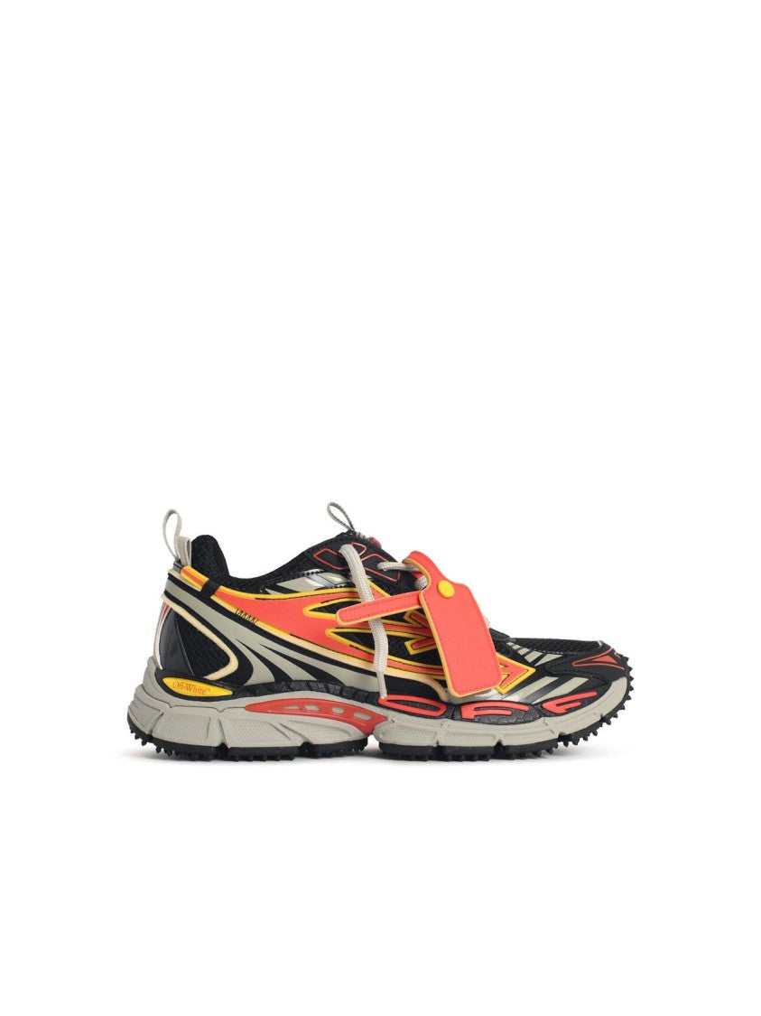 Off-White 'Be Right Back' Black Mesh And Coral Red Sneakers