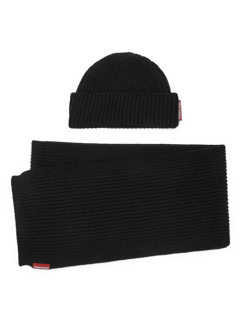 Dsquared2 Gift Box Ribbed Black Wool Set