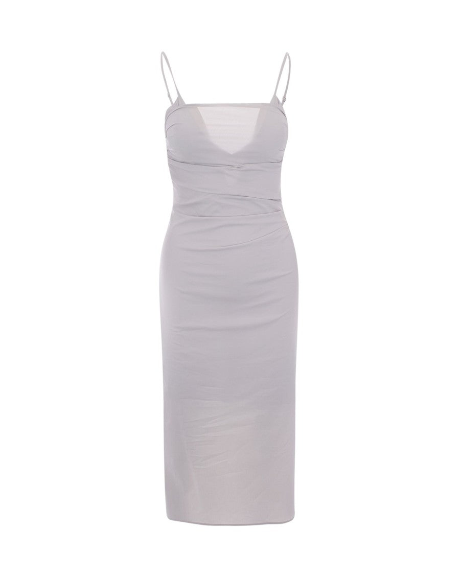 Patrizia Pepe Slim-Fit Bustier Midi Dress In Fresh Grey
