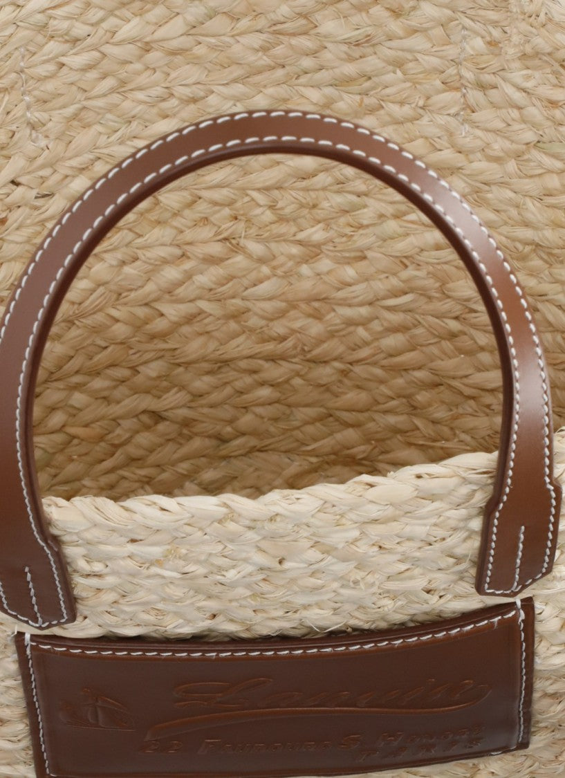 Lanvin Beige Catch Small Raffia Leather Top-Handle Bag