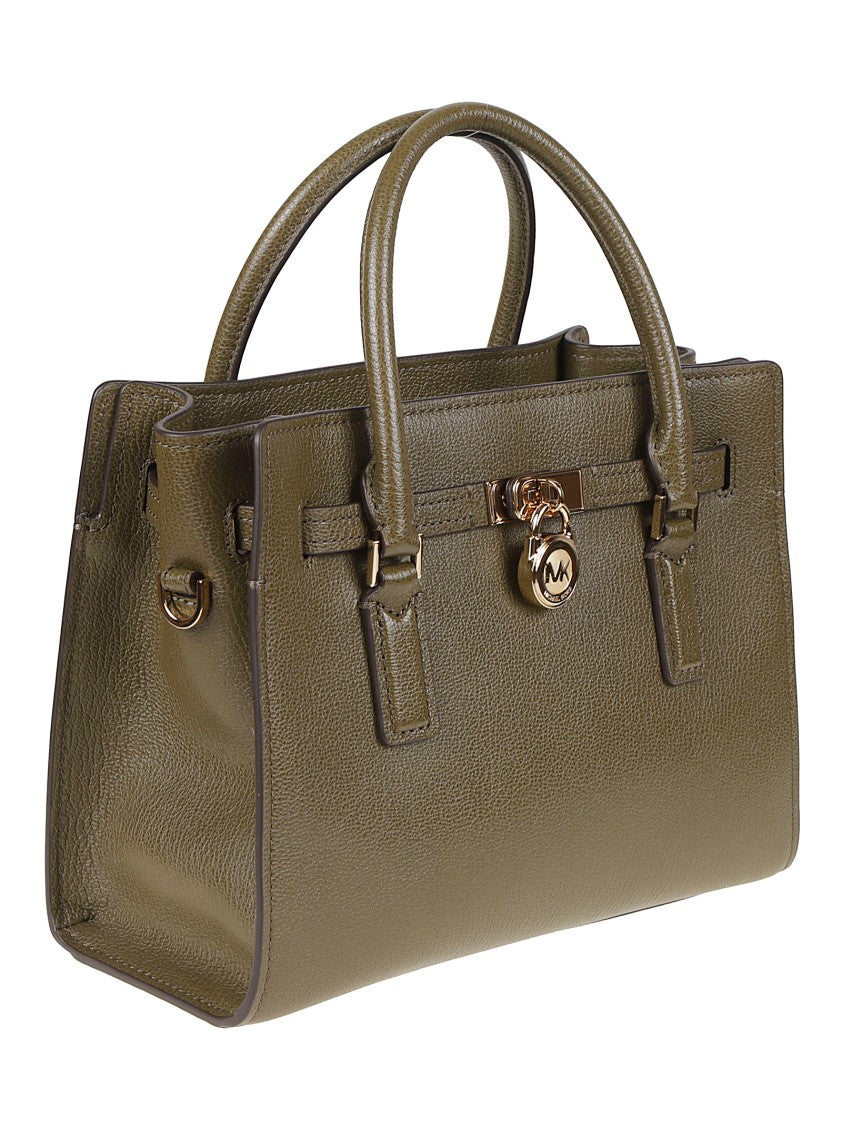 Michael Kors Small Hamilton Textured Leather Metallic Lock Satchel