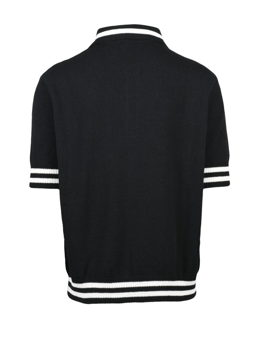 Balmain Classic Knit Polo With Collar And Button Placket