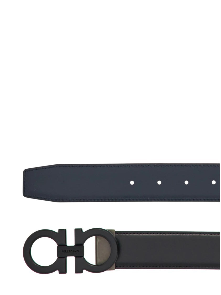 Ferragamo Reversible Calfskin Belt With Painted Gancini Buckle
