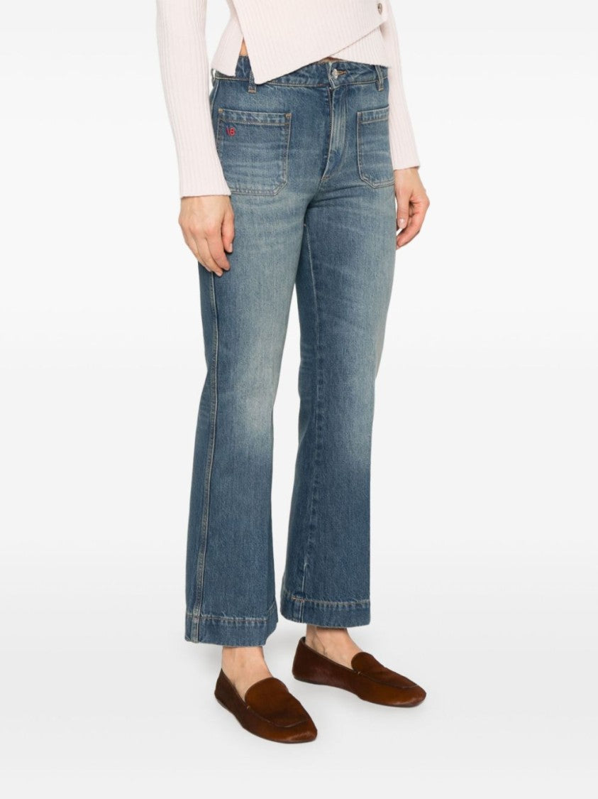 Victoria Beckham Classic Flared Mid-Rise Jeans In Light Blue Wash