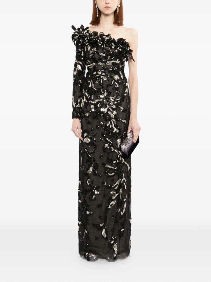 Saiid Kobeisy One-Shoulder Embroidered Tulle Dress