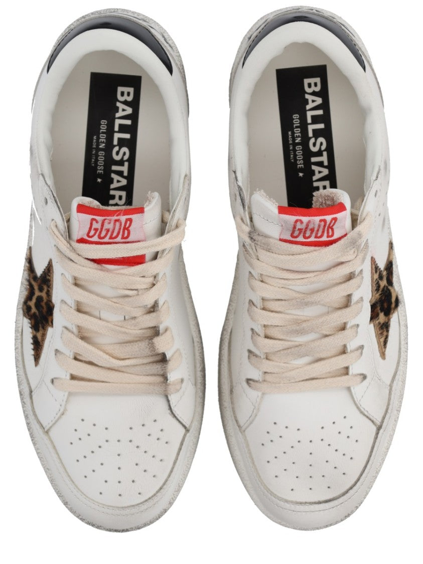 Golden Goose Ballstar Distressed White Cow Leather Sneakers