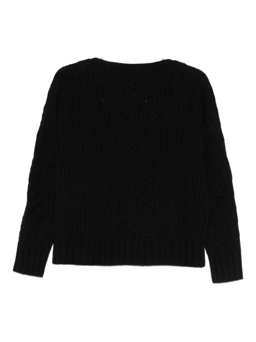 D. Exterior Classic Black Knit Sweater With Round Neckline