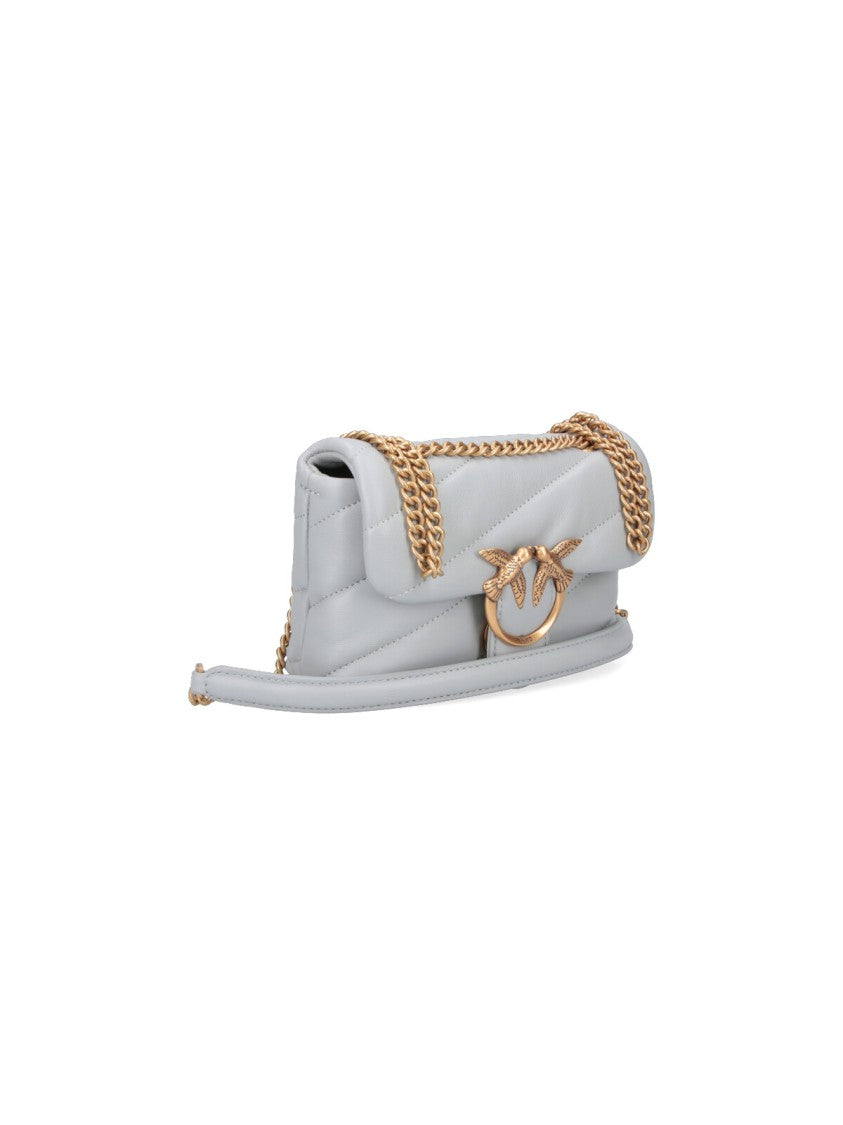 Pinko Mini Shoulder Bag With Padded Quilted Design And Golden Emblem