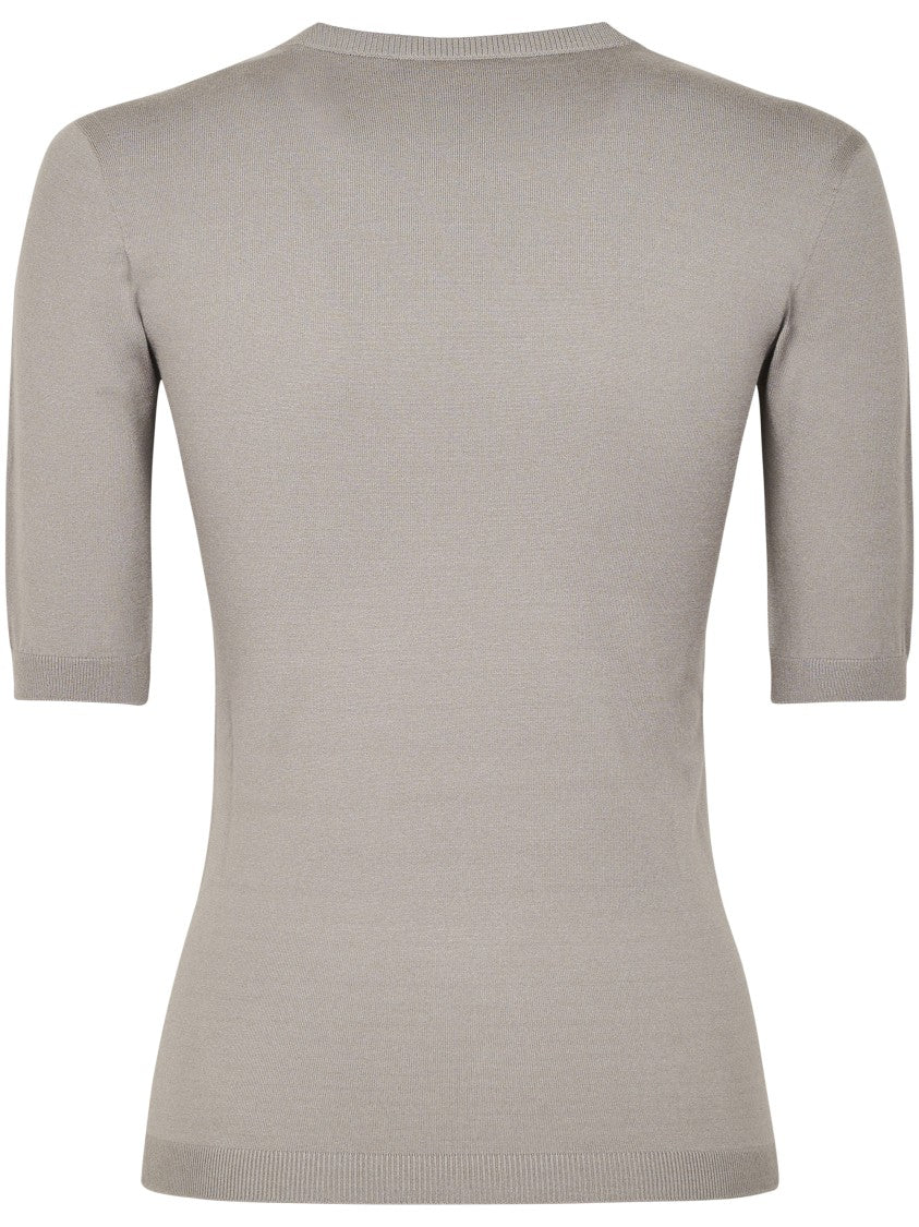 Max Mara Fitted Short-Sleeve Knit Top With Ribbed Details