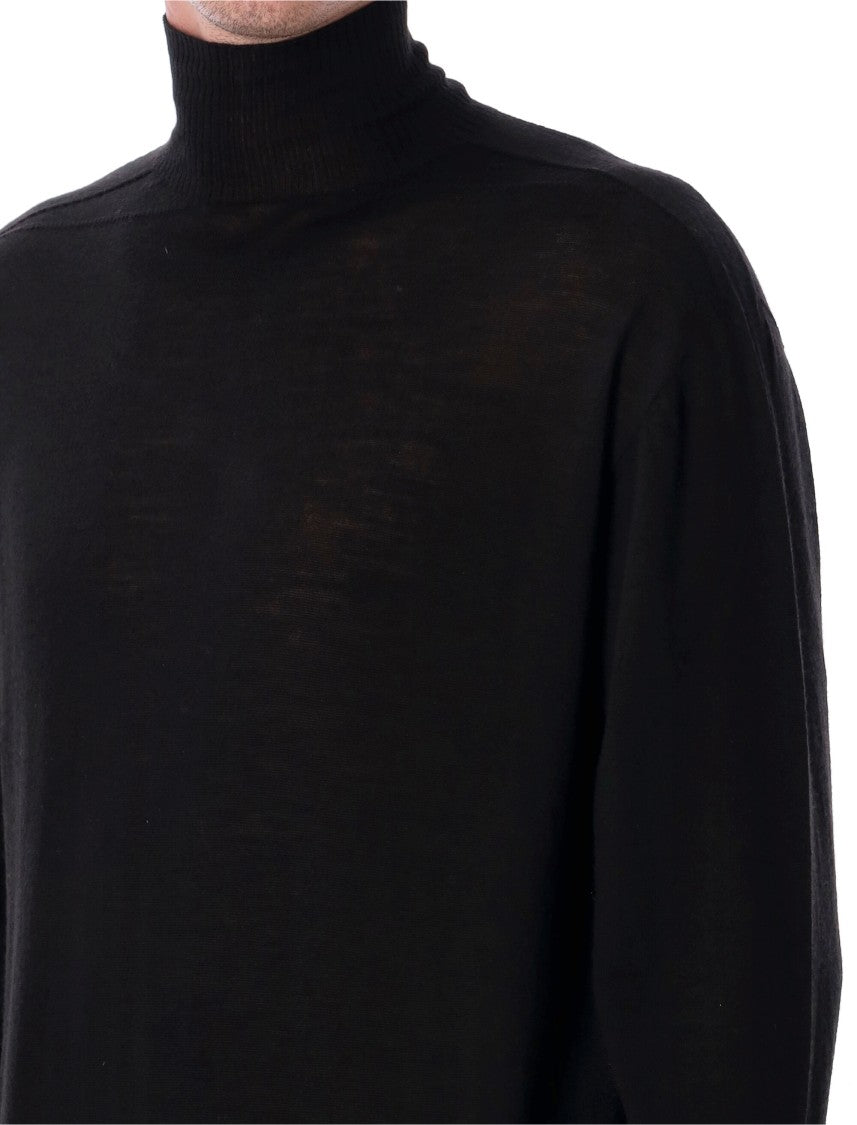 Rick Owens Relaxed-Fit Black Wool Turtleneck Sweater