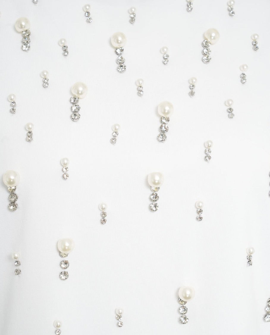 Liu Jo White T-Shirt With Sparkling Appliqués