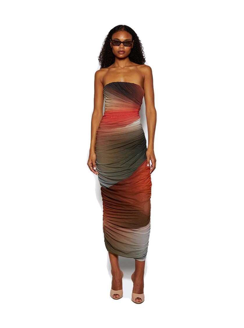 The Attico Midi Dress Brown And Orange