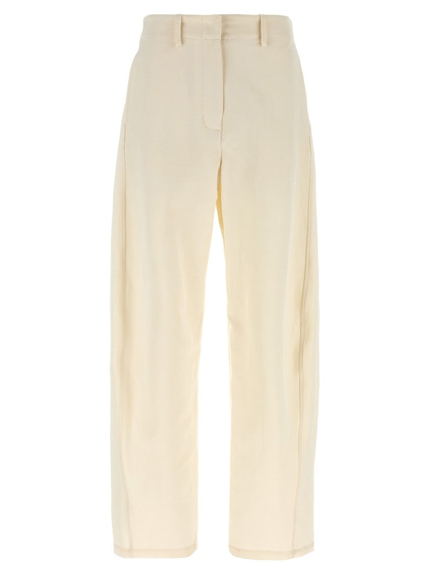 Magda Butrym Wide Leg Stretch Cotton Trousers With Asymmetric Stitching