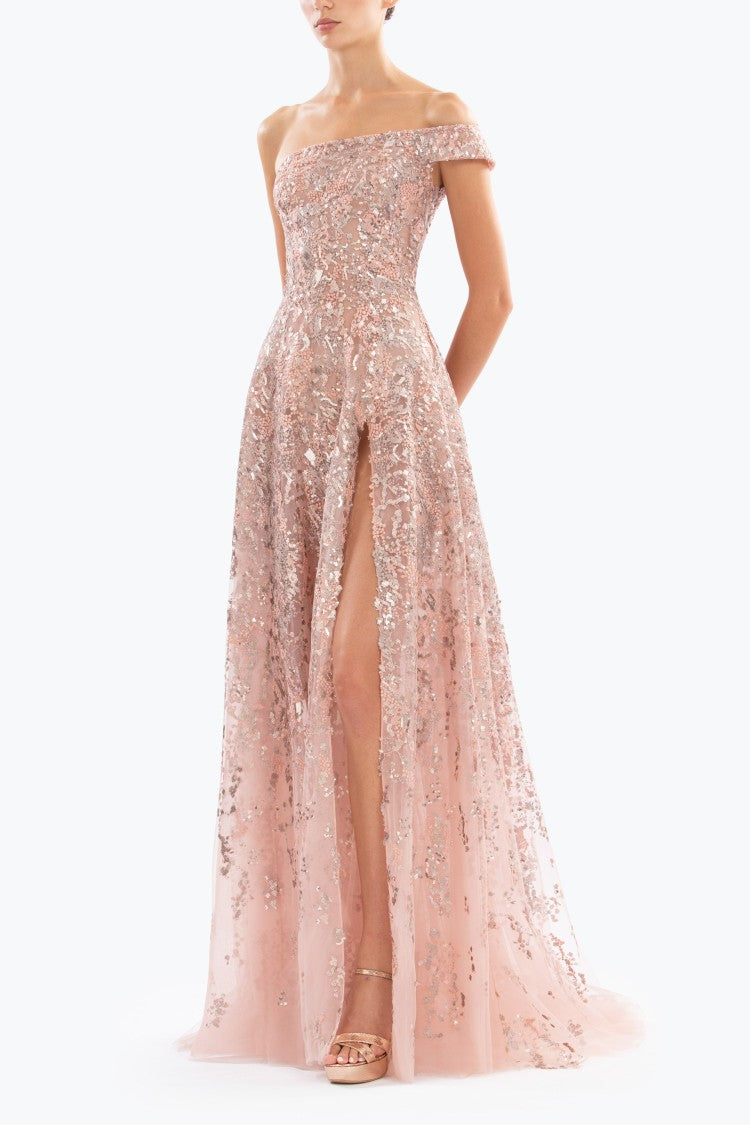 Saiid Kobeisy Off-Shoulder Long Embroidered Dress