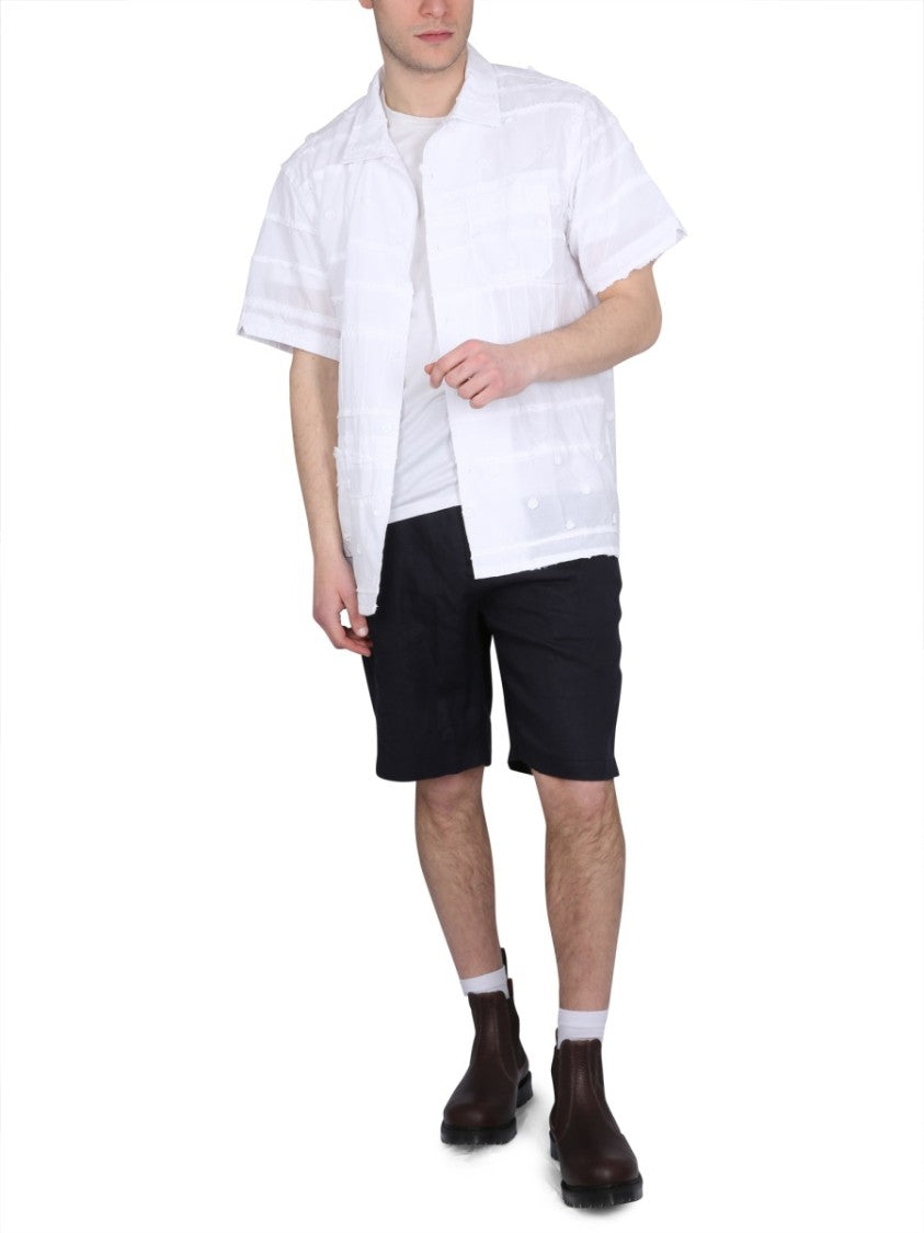 Engineered Garments Embroidered White Shirt With Classic Collar