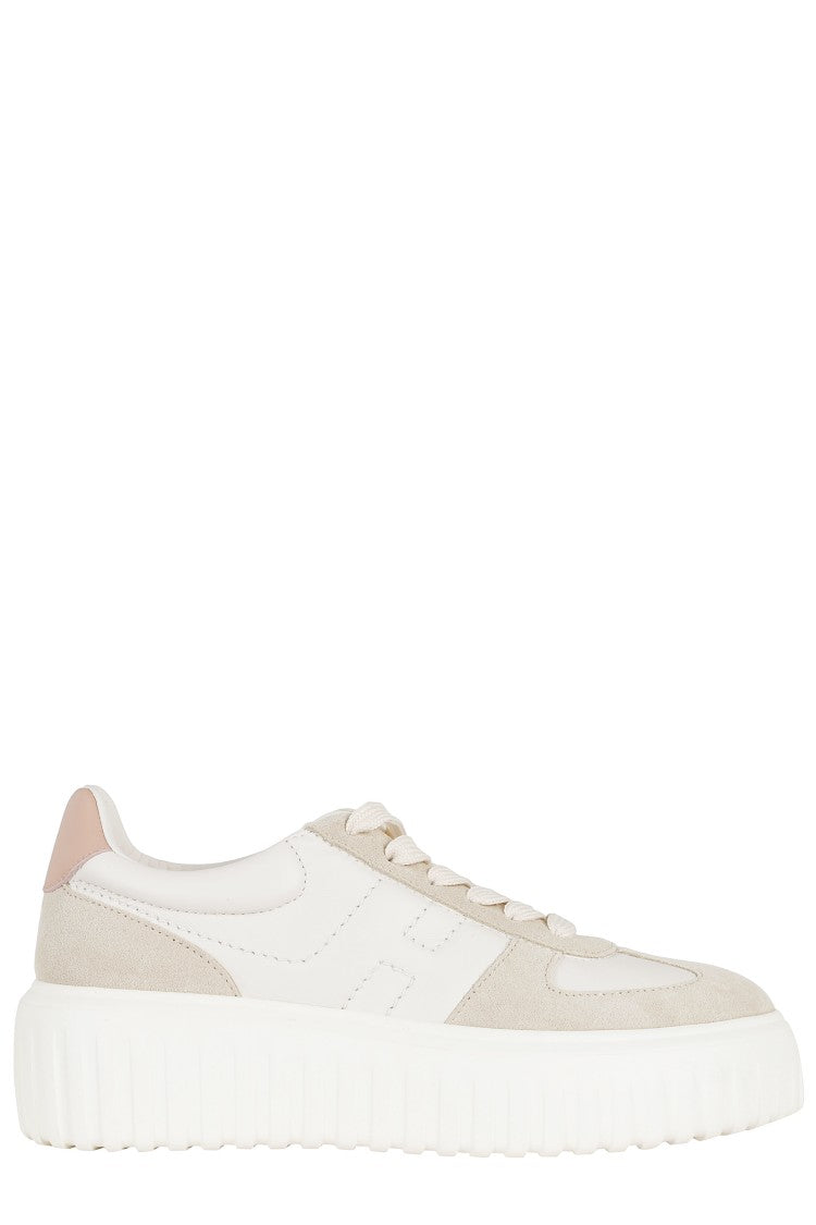 Hogan Natural H-Stripes Basket Side-Logo Leather Sneakers
