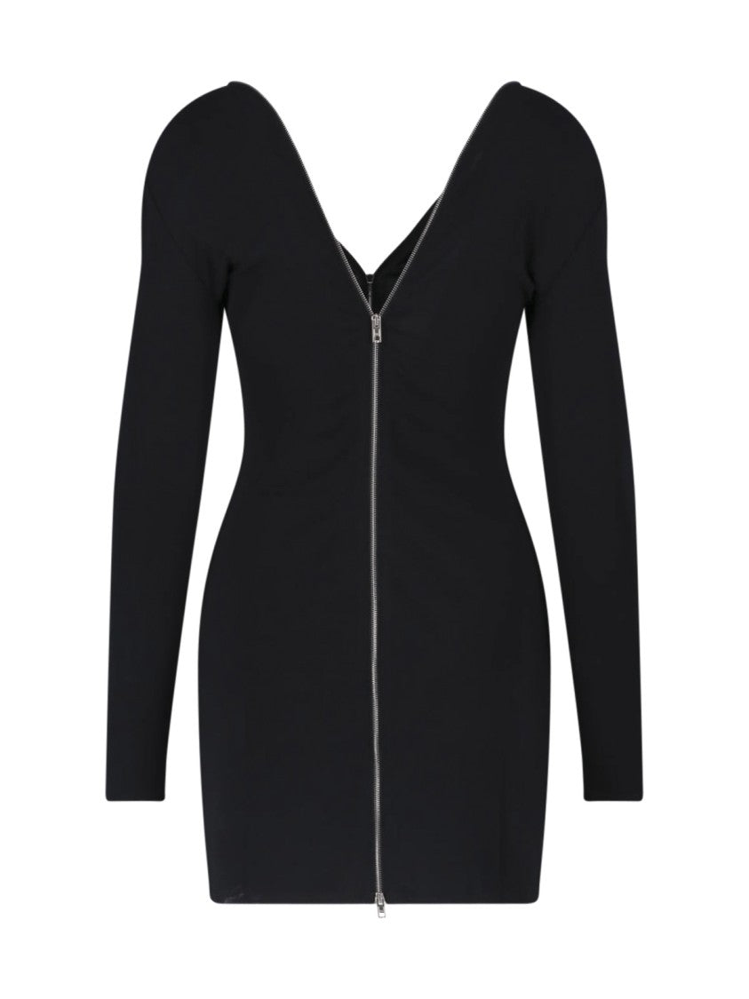 Alexander Wang Black Continuous Zipper V-Neck Mini Dress