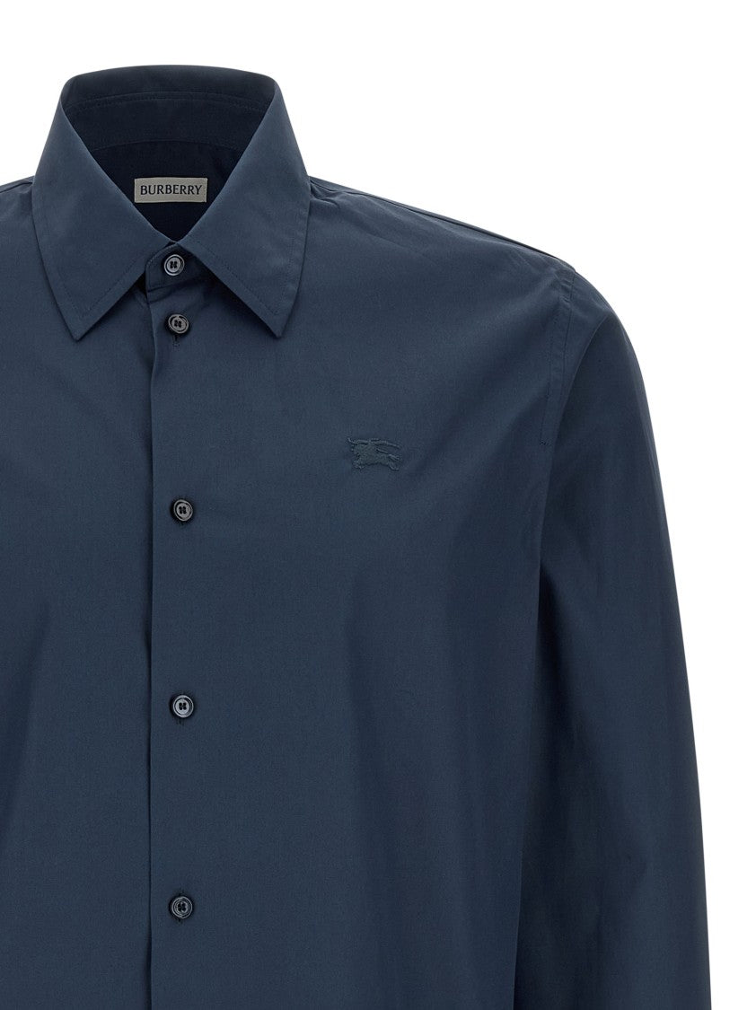 Burberry Cotton Poplin Shirt With Check And Equestrian Knight Design
