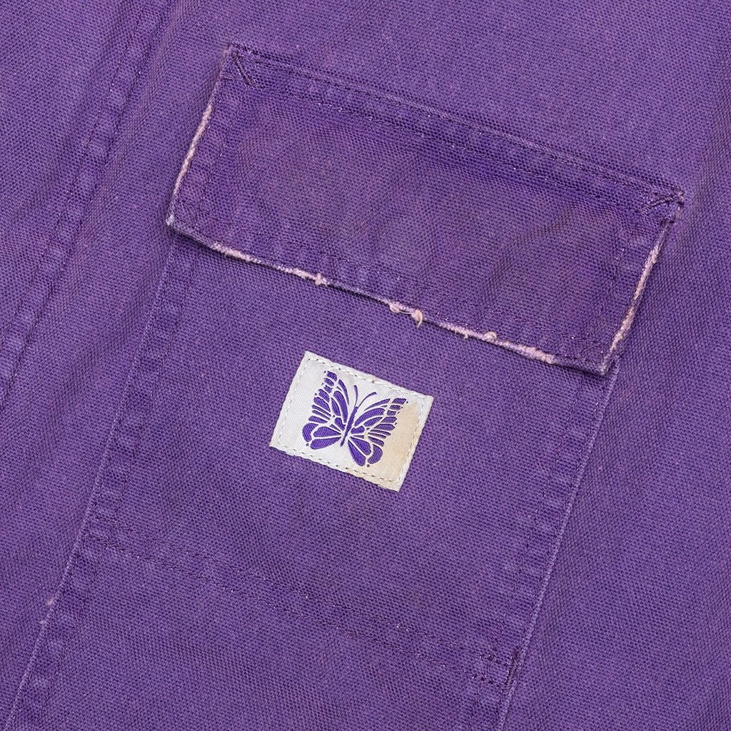 Needles Purple Jacket With Contrasting Corduroy Collar And Logo Patch