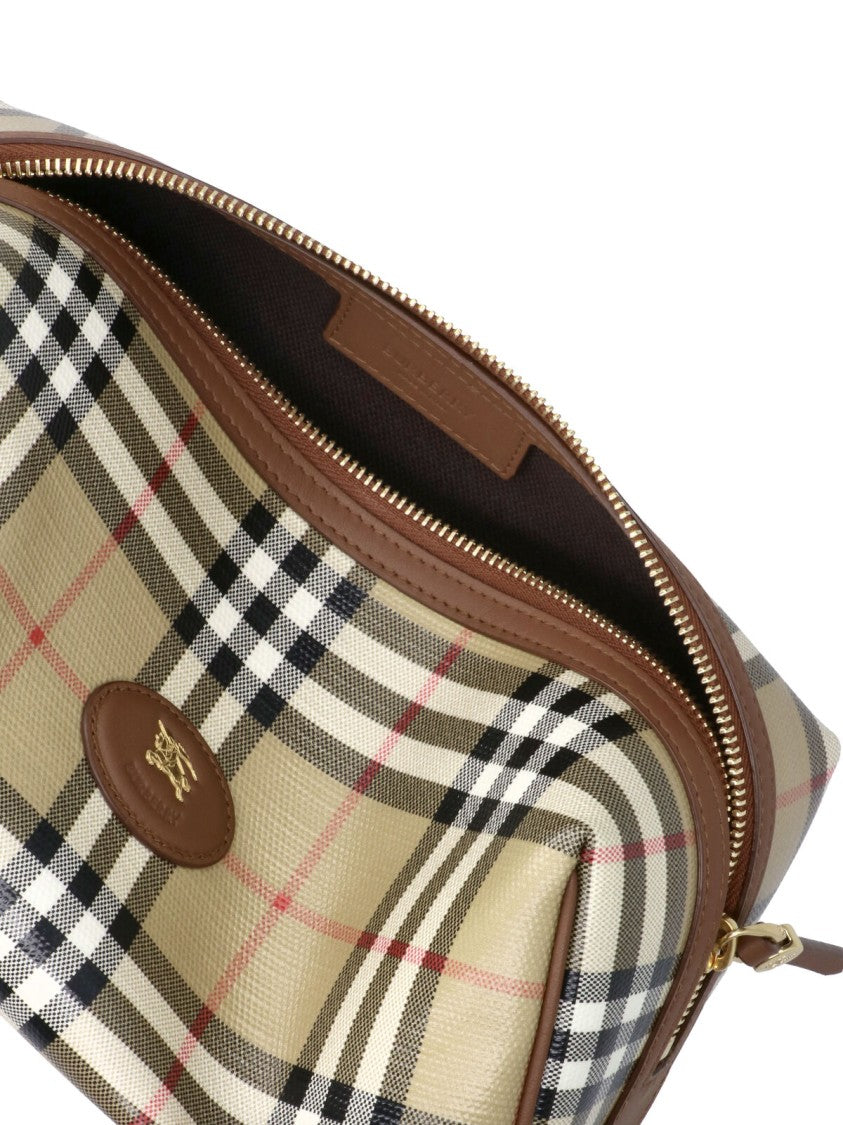 Burberry Beige Check Canvas Zip Pouch