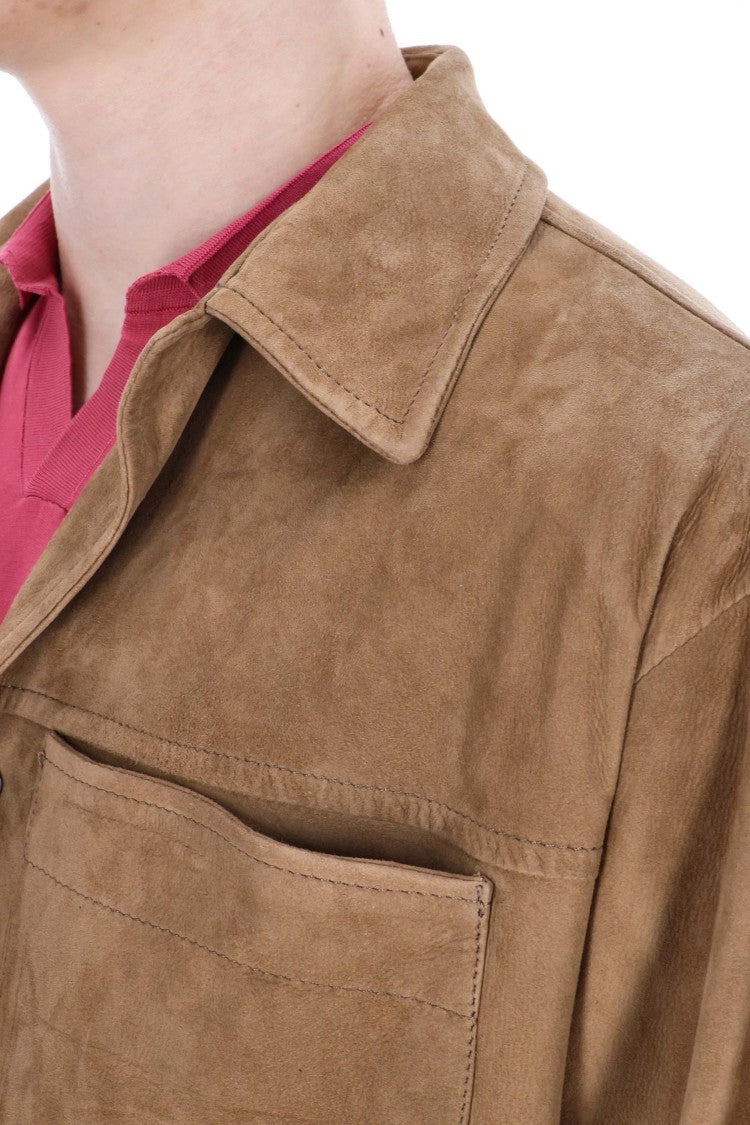 Salvatore Santoro Short-Sleeve Suede Overshirt Over Fit