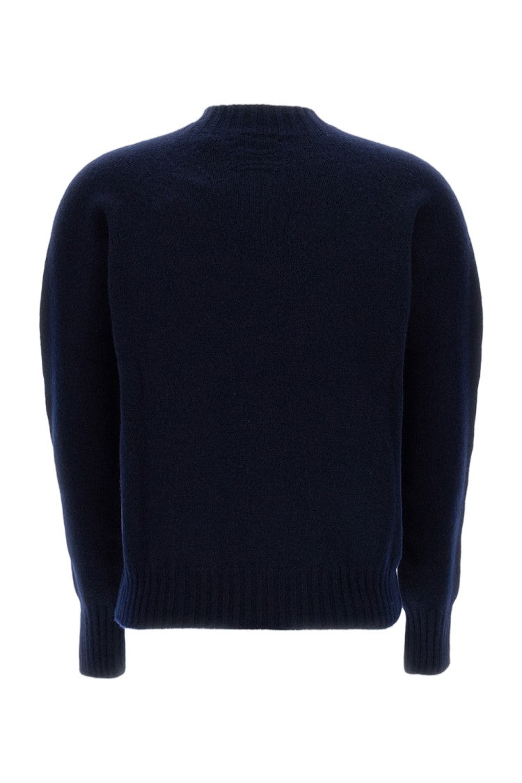 Drumohr Blue Plain Wool Crewneck Sweater