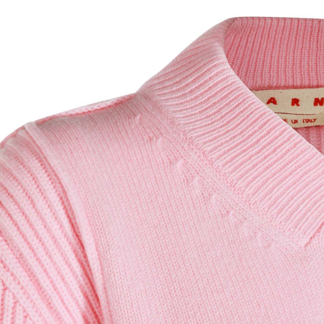 Marni V-Neck Wool Knitwear Sweater With Ribbed Accents