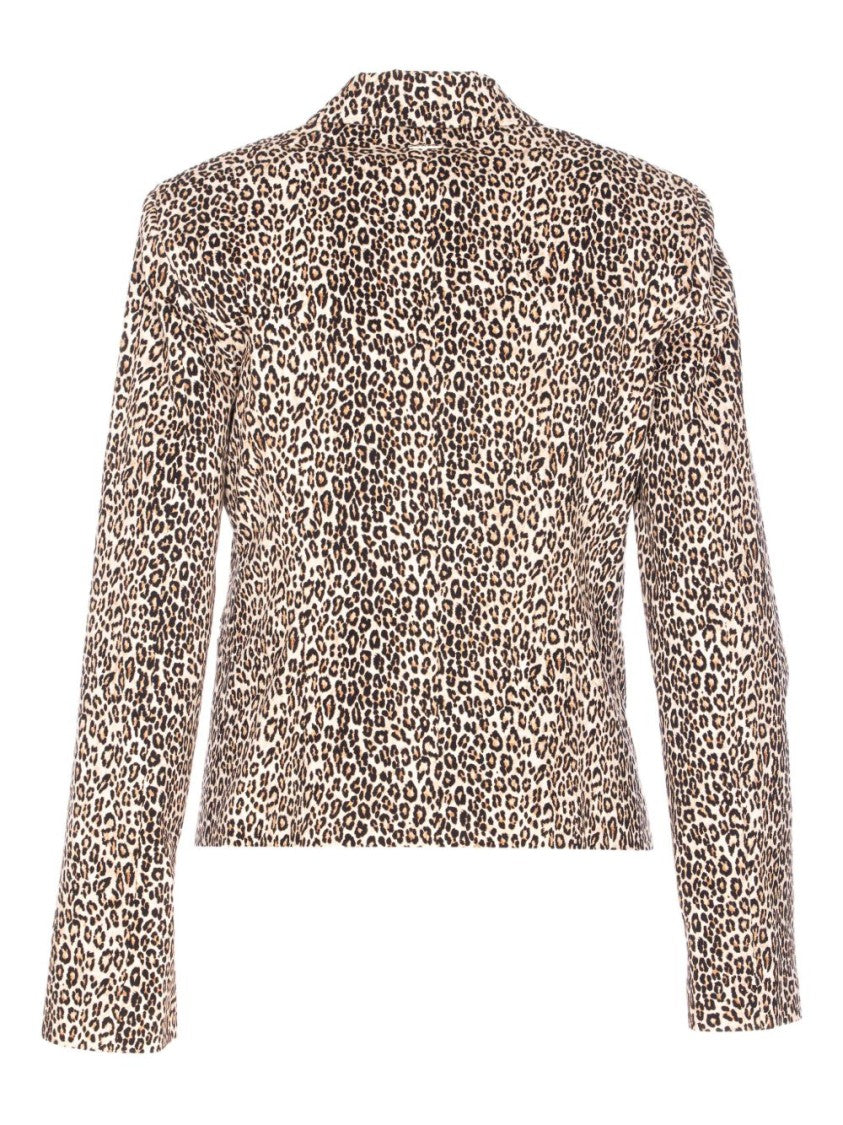 Liu Jo Beige Jacket With All-Over Leopard Print