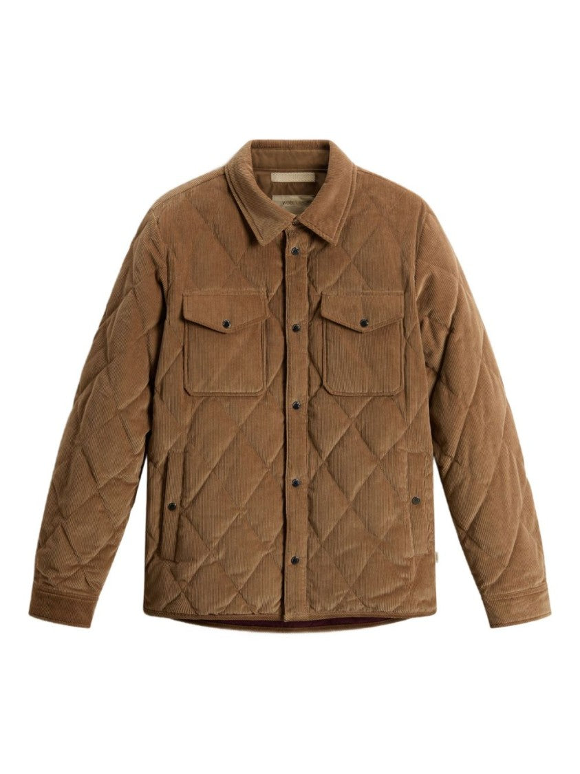 Woolrich Quilted Brown Corduroy Jacket With Classic Collar