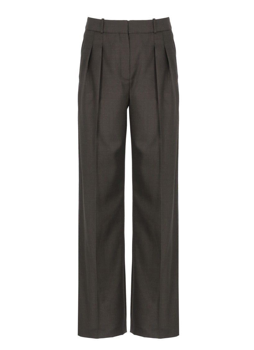 Loulou De Saison Straight-Leg Wool Pants With Structured Waistband