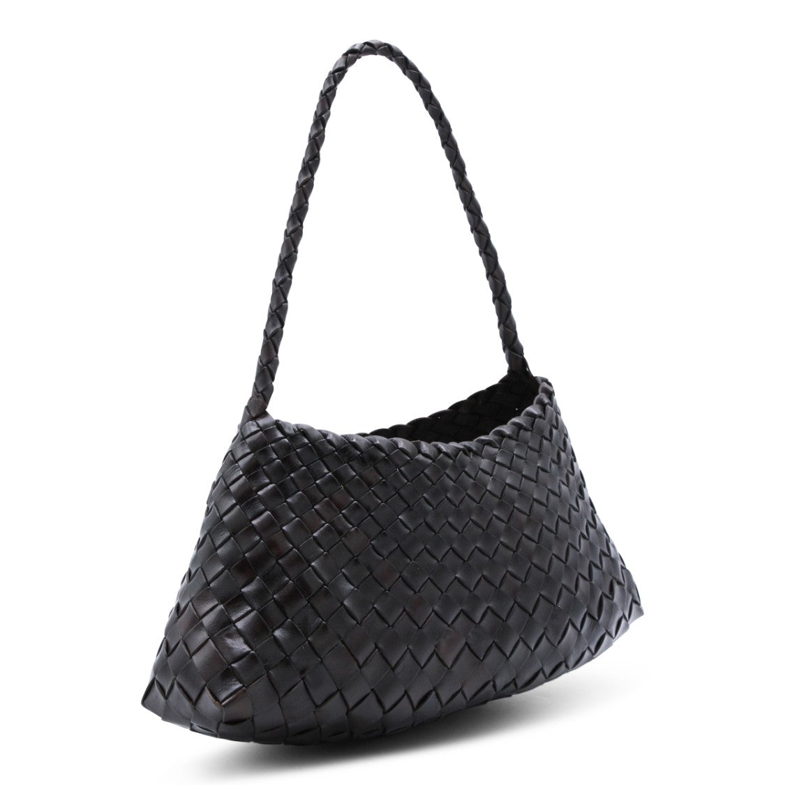Dragon Diffusion Knitted Dark Brown Leather Rosanna Shoulder Bag